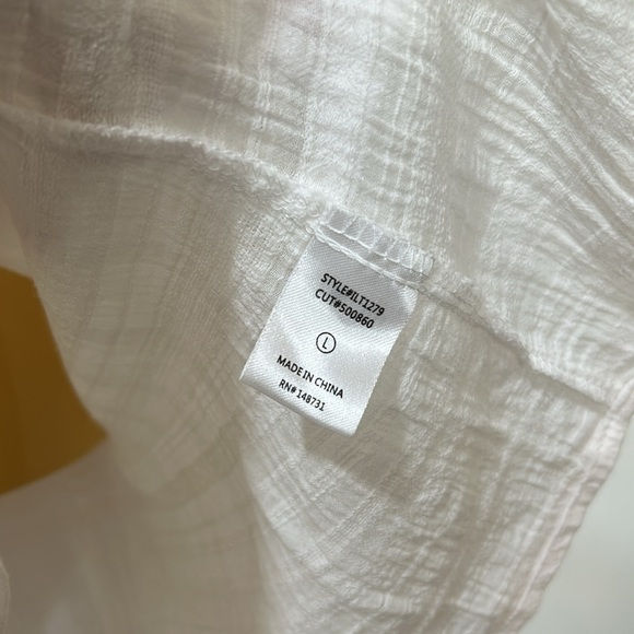 LALAVON  WOMENS LACE UP TUNIC TOP SHORT SLEEVE WHITE LIGHTWEIGHT SIZE LARGE - Picture 10 of 11